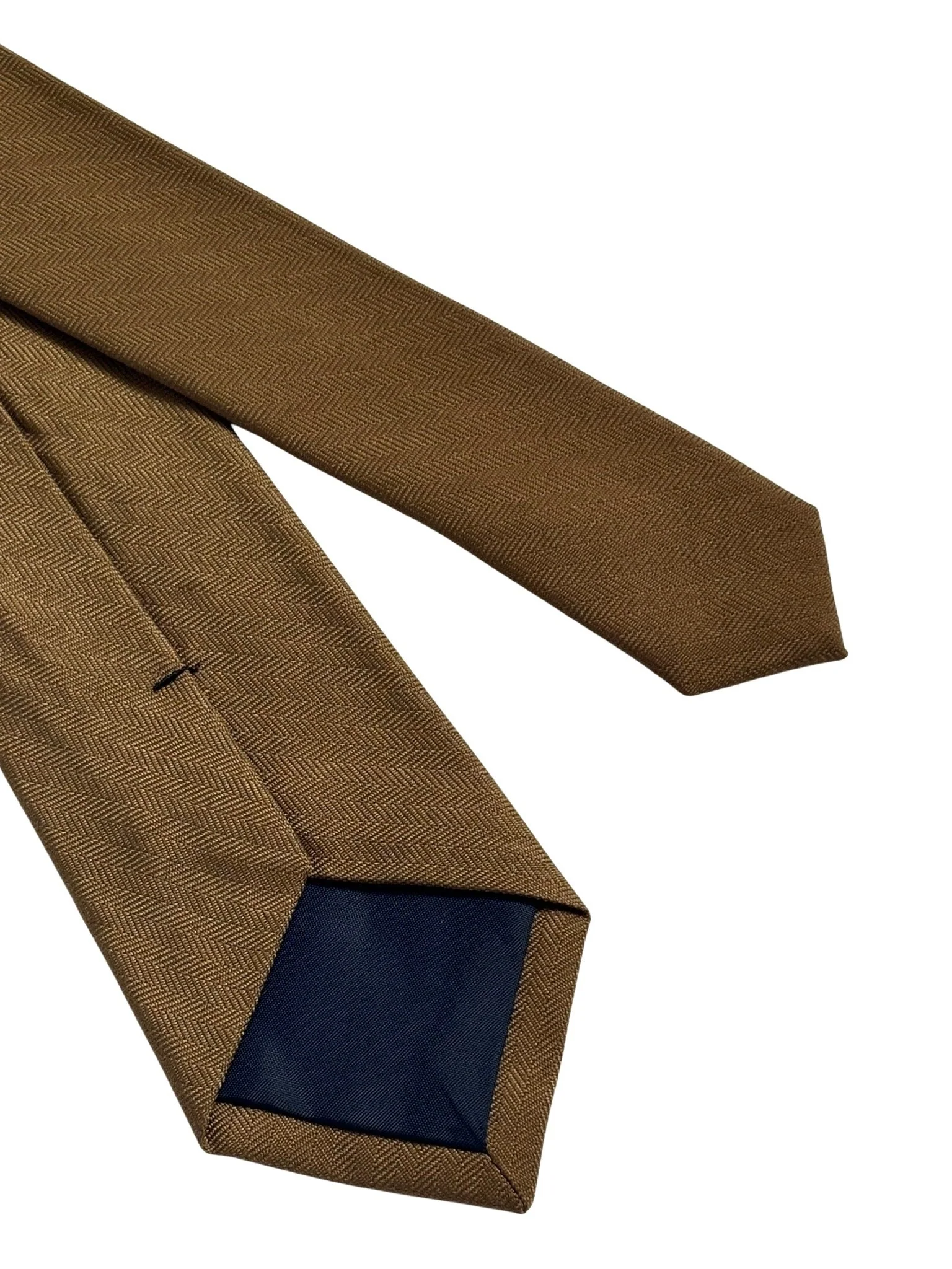 golden brown herringbone cotton tie - Image 5