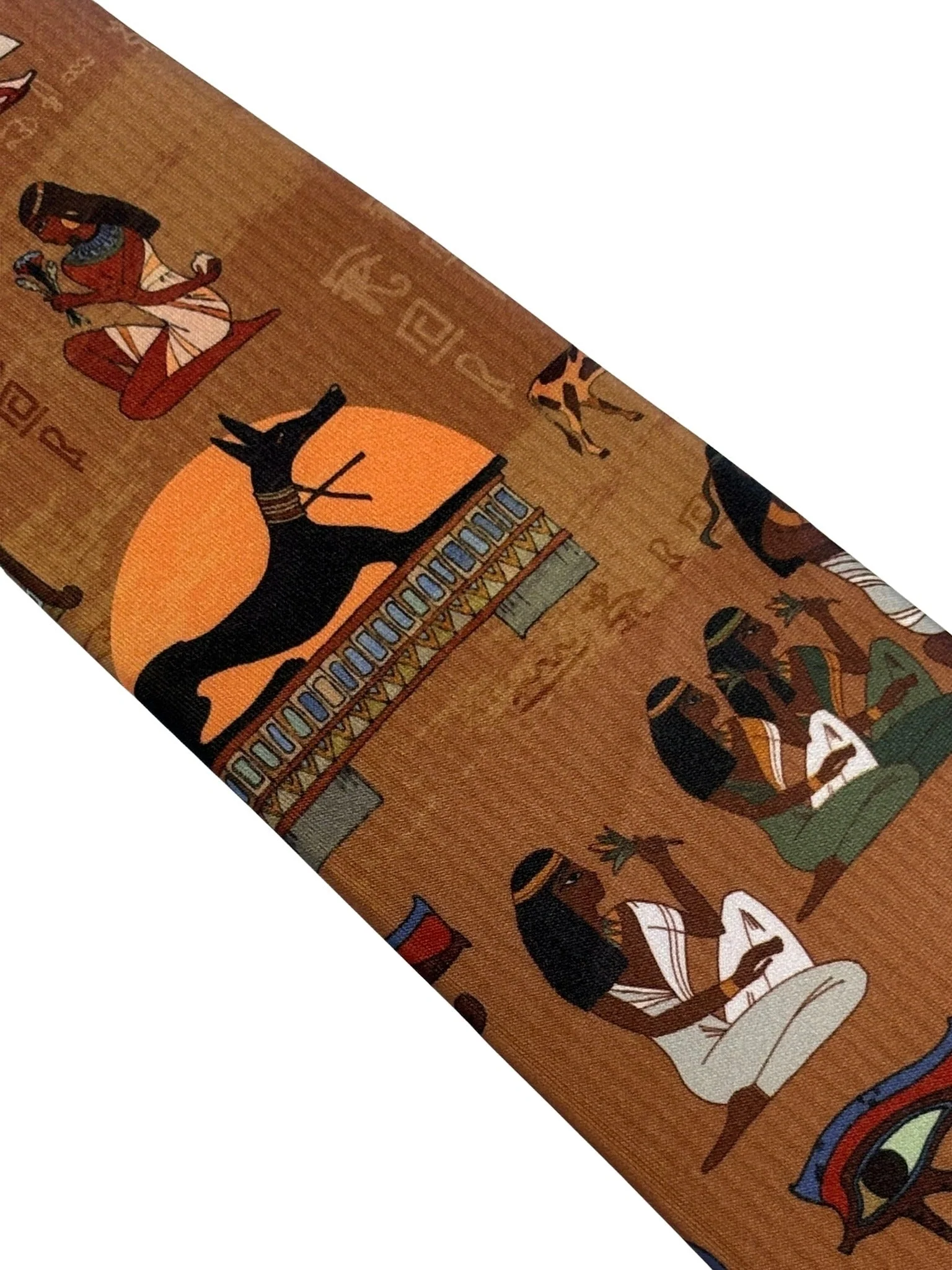 golden light brown tie with Egyptian hieroglyphics design - Image 3