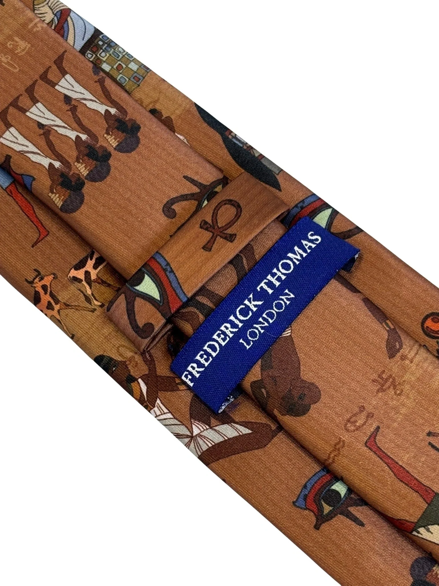 golden light brown tie with Egyptian hieroglyphics design - Image 4