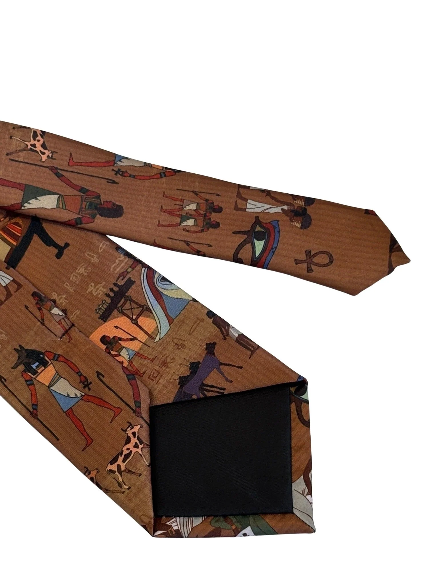 golden light brown tie with Egyptian hieroglyphics design - Image 5