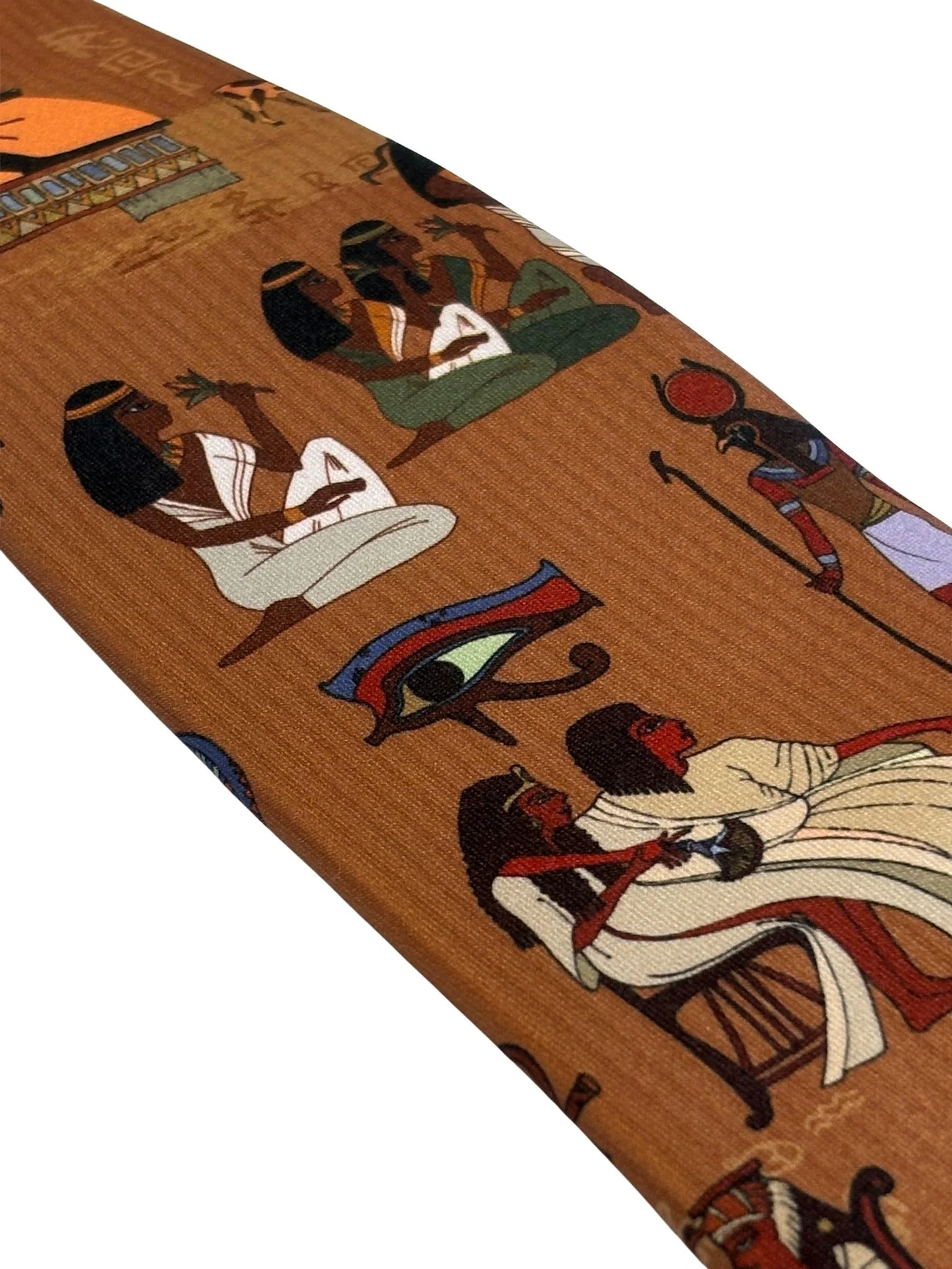 golden light brown tie with Egyptian hieroglyphics design - Image 7