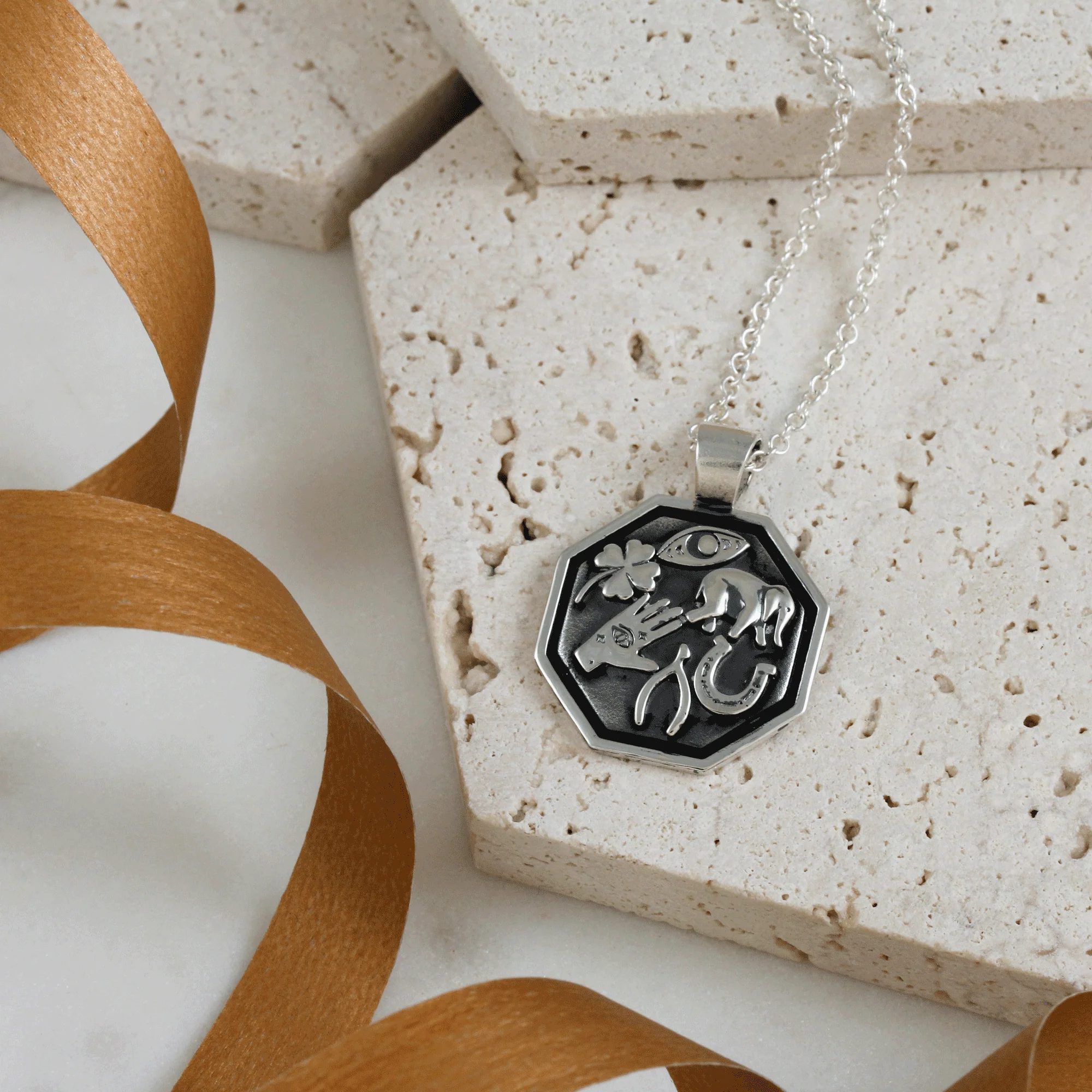 Good Luck Symbols Personalised Silver Necklace - Image 12