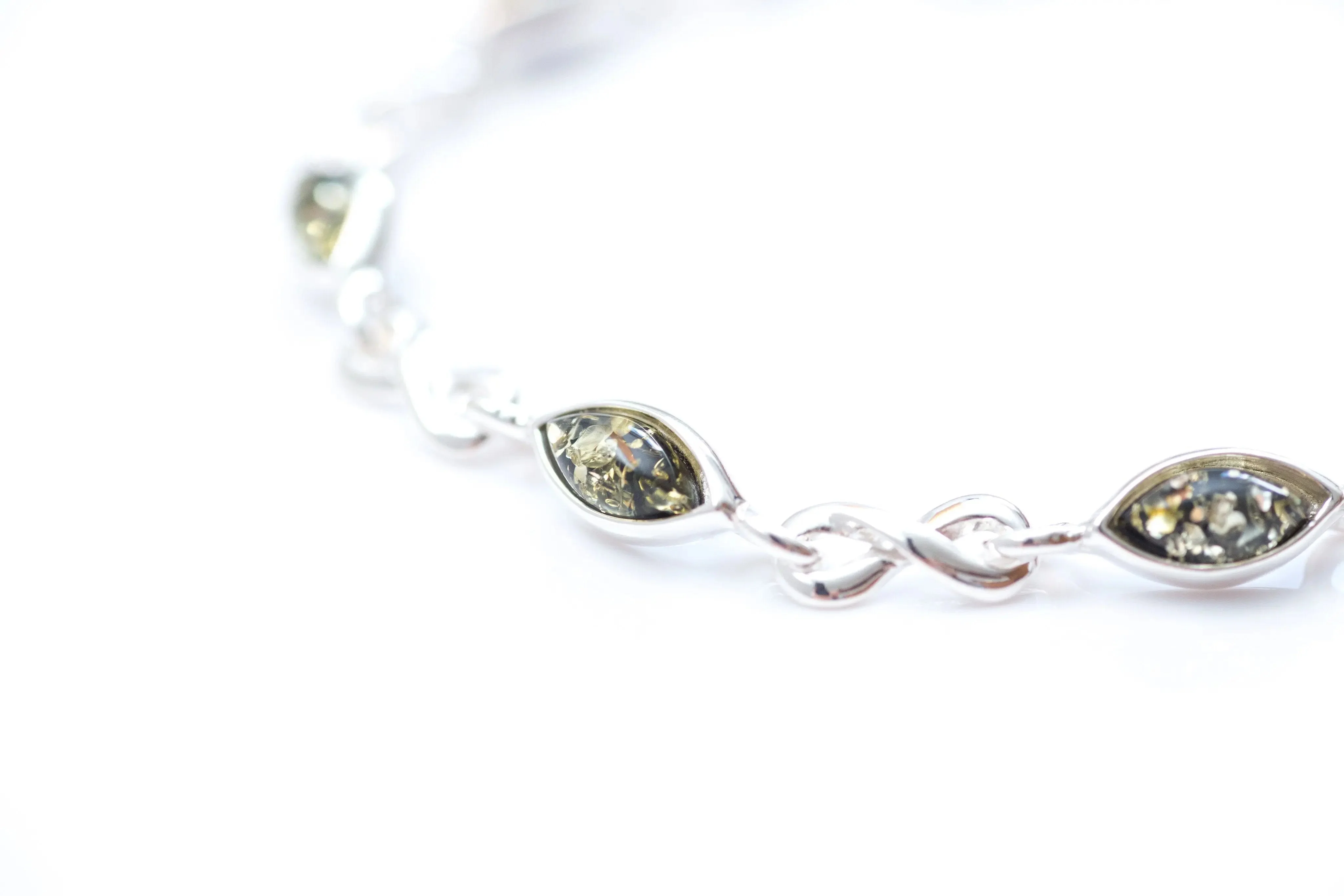Green Amber Infinity Bracelet - Image 2