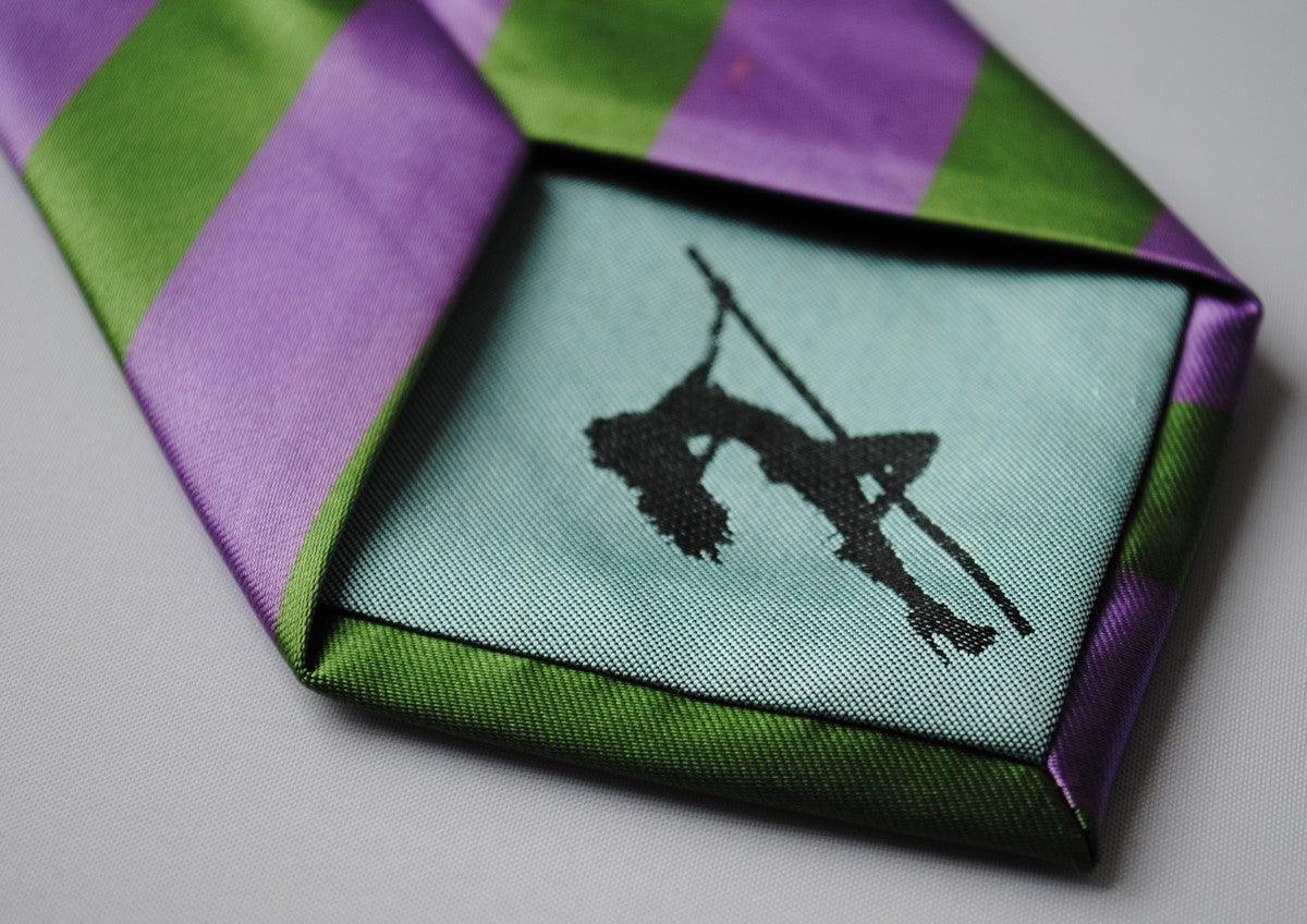 green and purple barber stripe tie - Image 2