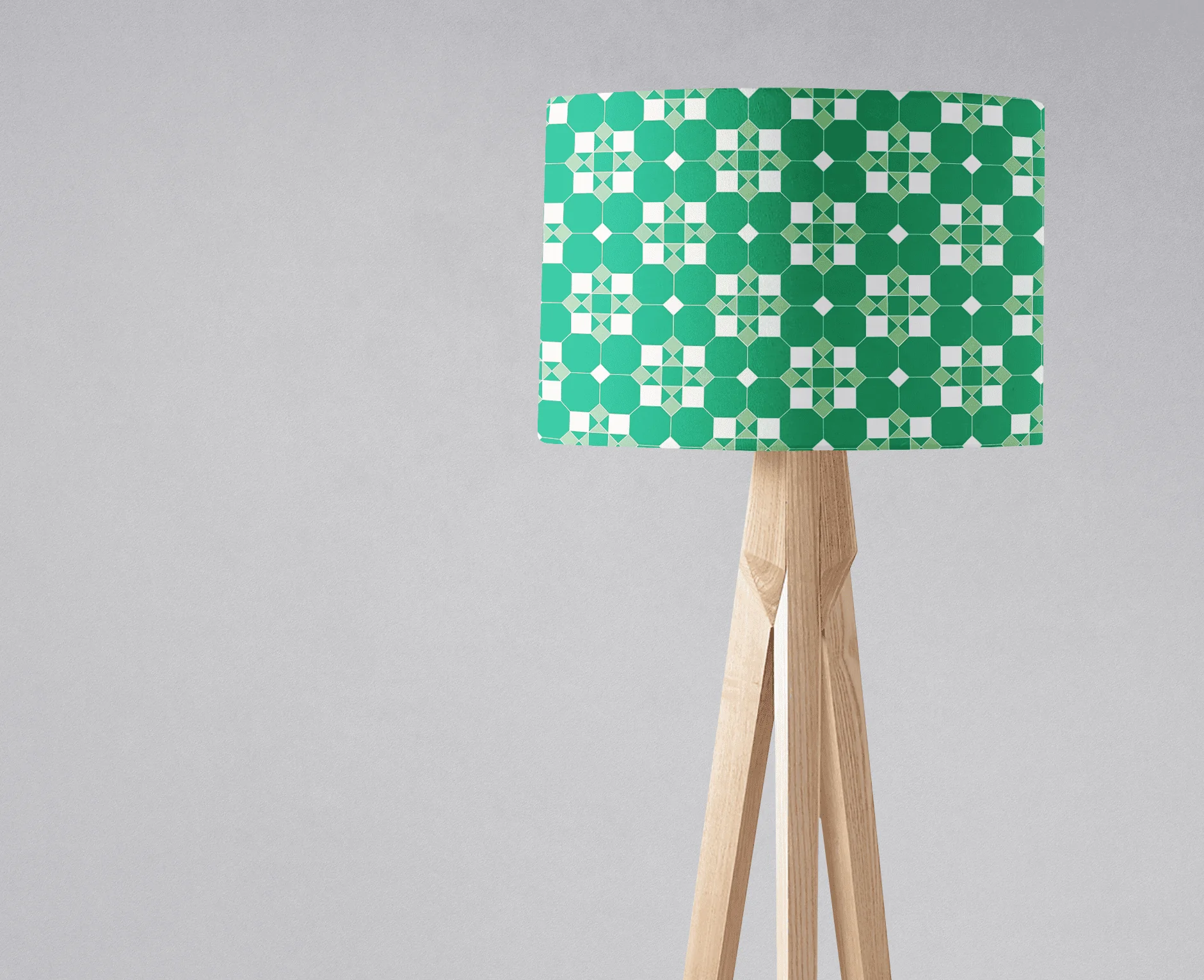 Green and White Geometric Tiles Design Lampshade, Ceiling or Table Lamp Shade - Image 2