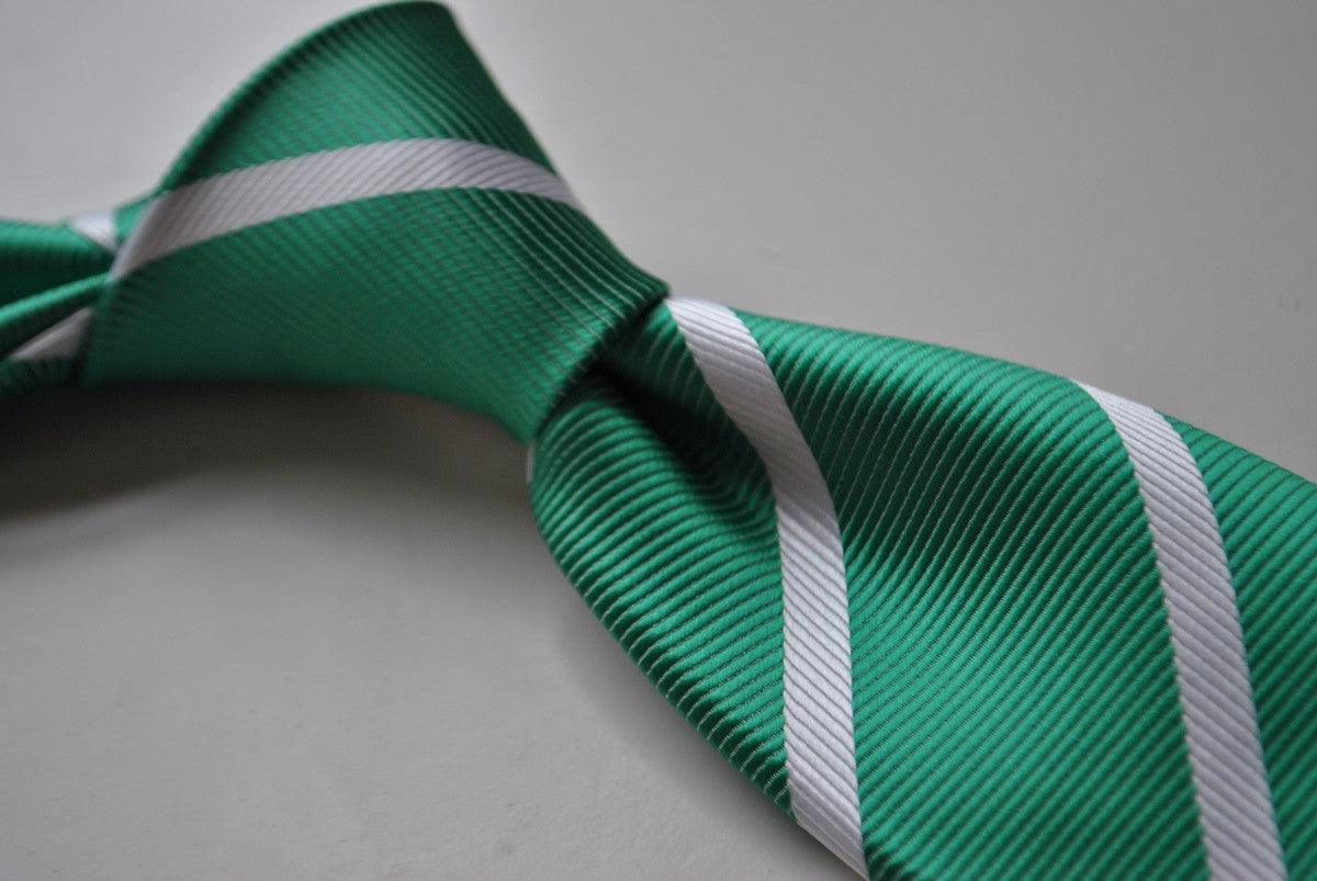 green tie with white club stripes - Image 2