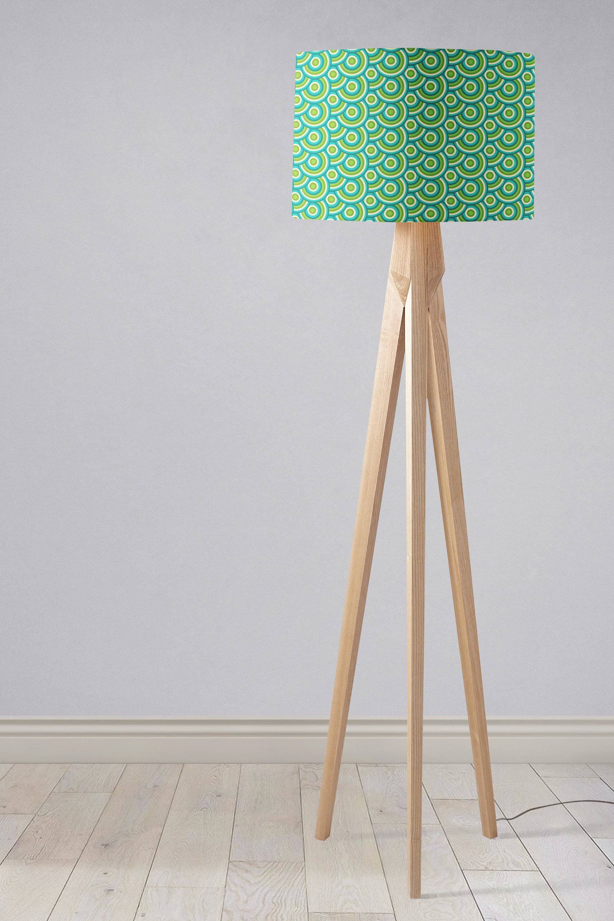Green with a 70's Retro Circles DesignLampshade, Ceiling or Table Lamp Shade - Image 5