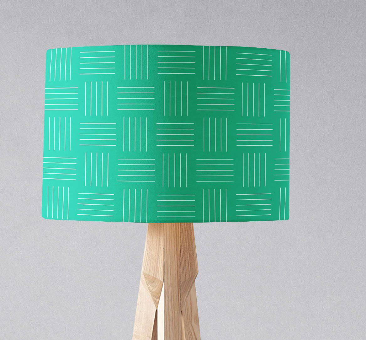 Green with a White Lines Geometric Design Lampshade, Ceiling or Table Lamp Shade - Image 4