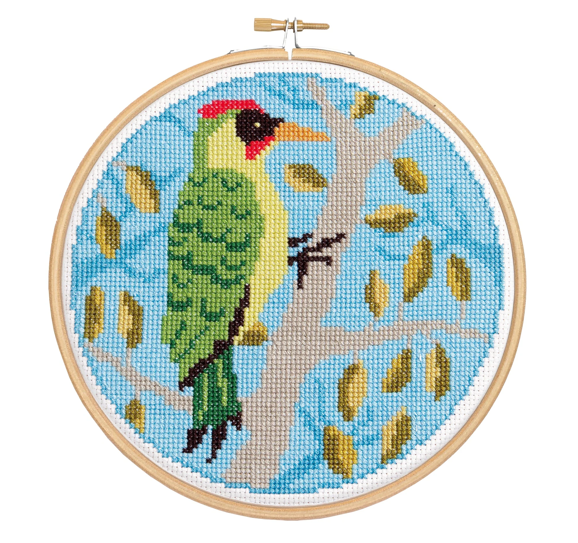 'Green Woodpecker' Bird Cross Stitch Kit for Beginners - Image 7