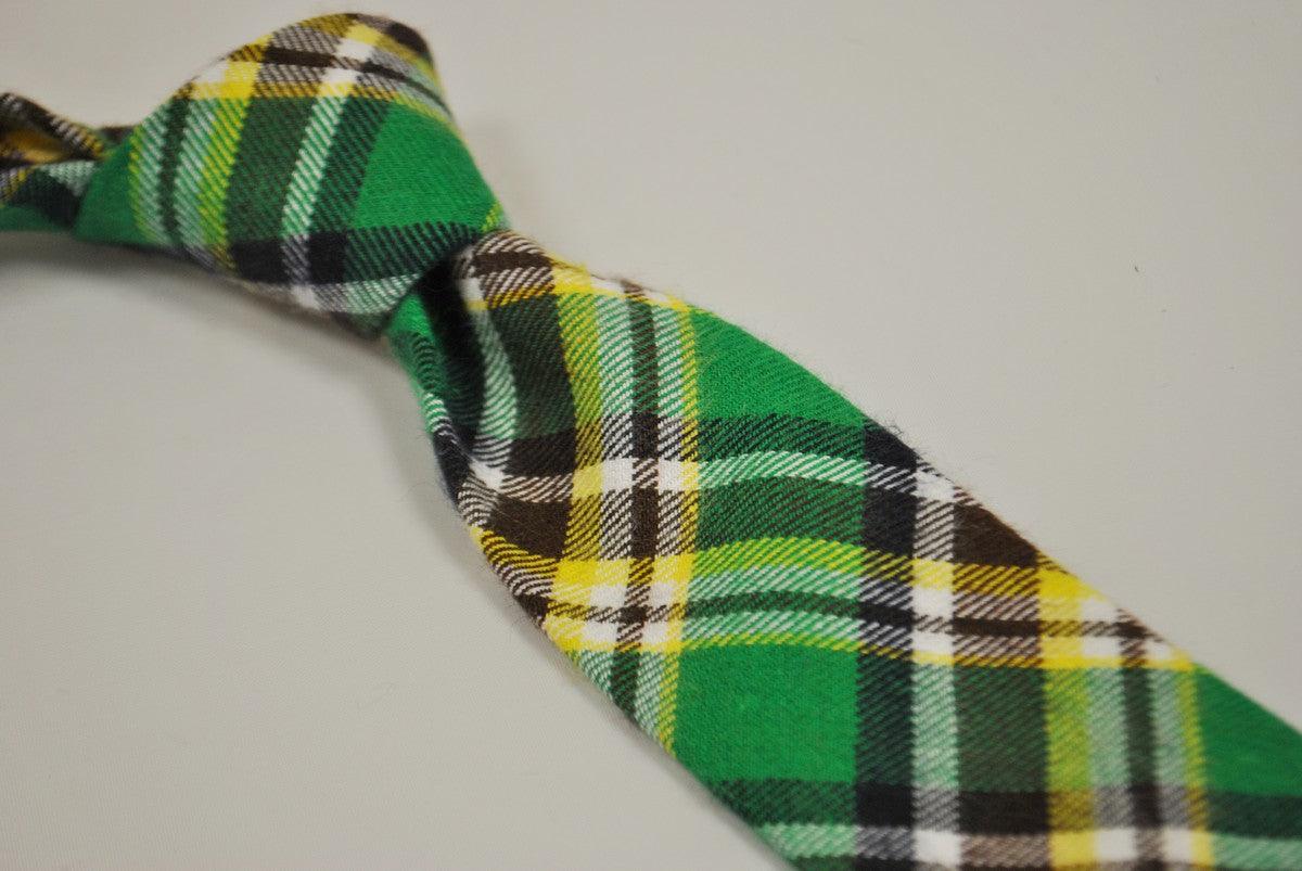 green, yellow and white check tweed wool tie - Image 2