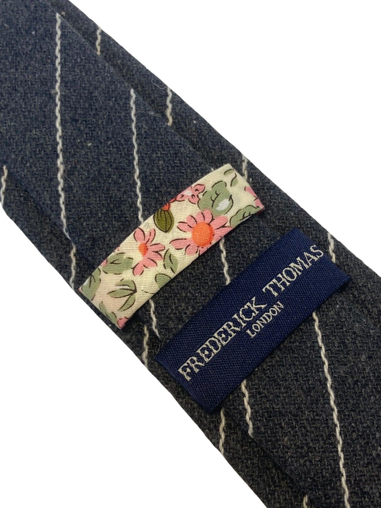 grey and white striped tie - Image 3