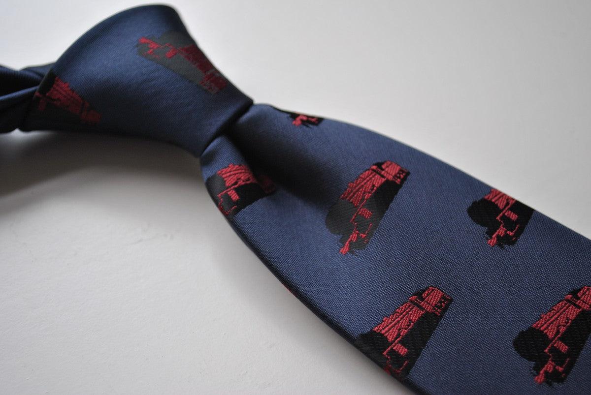 grey/blue tie with train design - Image 3