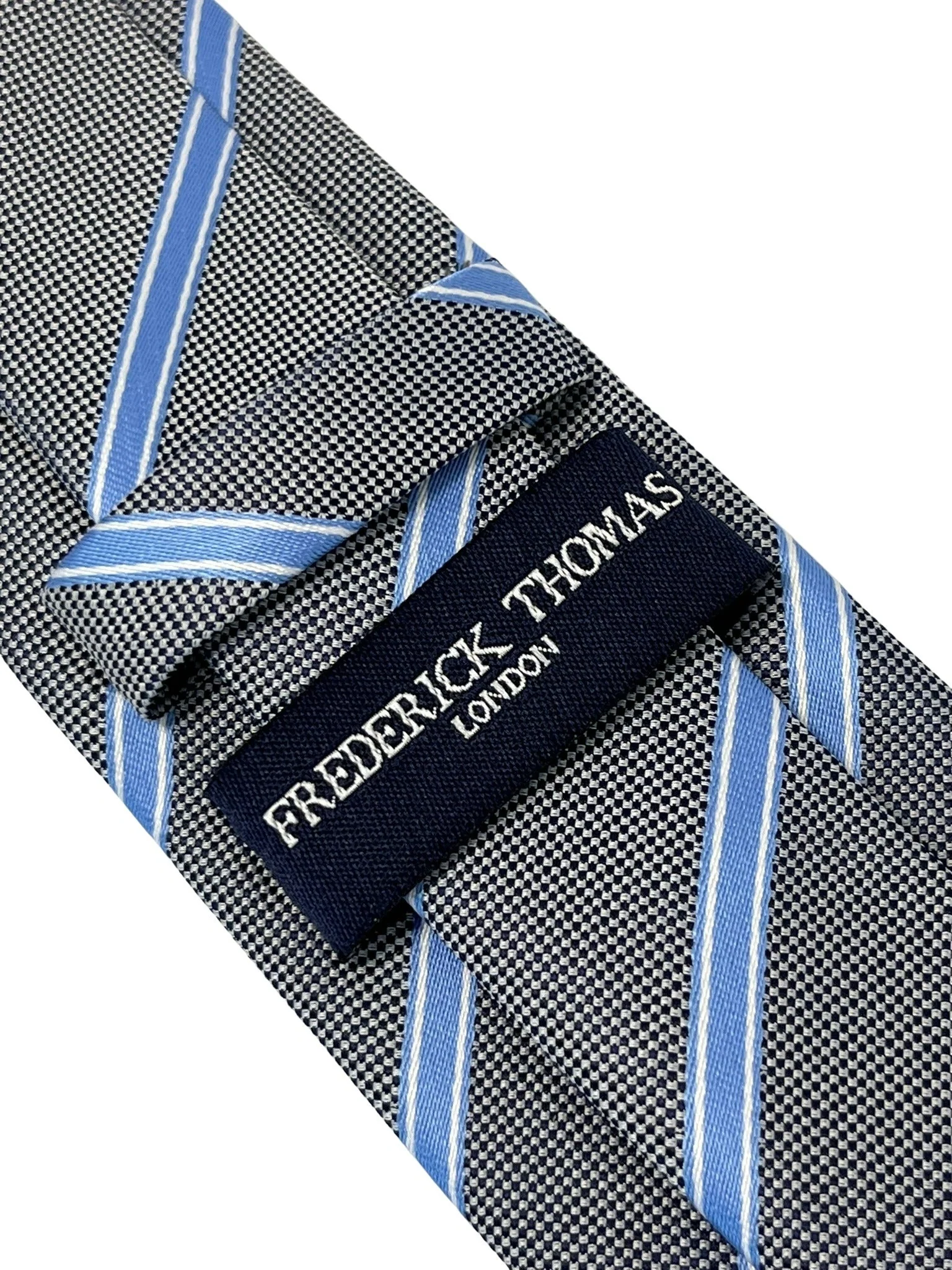 grey tie with light blue thin stripe - Image 4