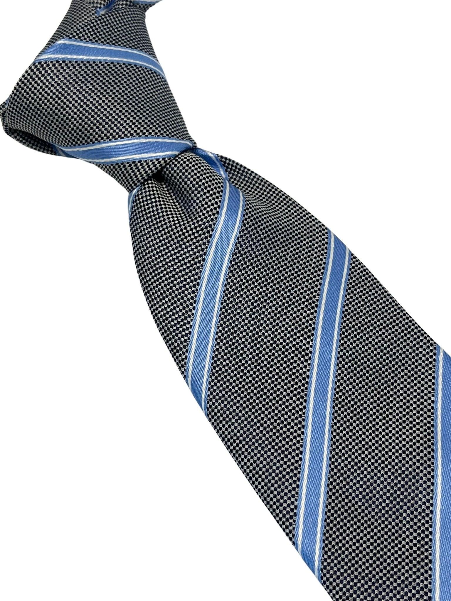 grey tie with light blue thin stripe - Image 6