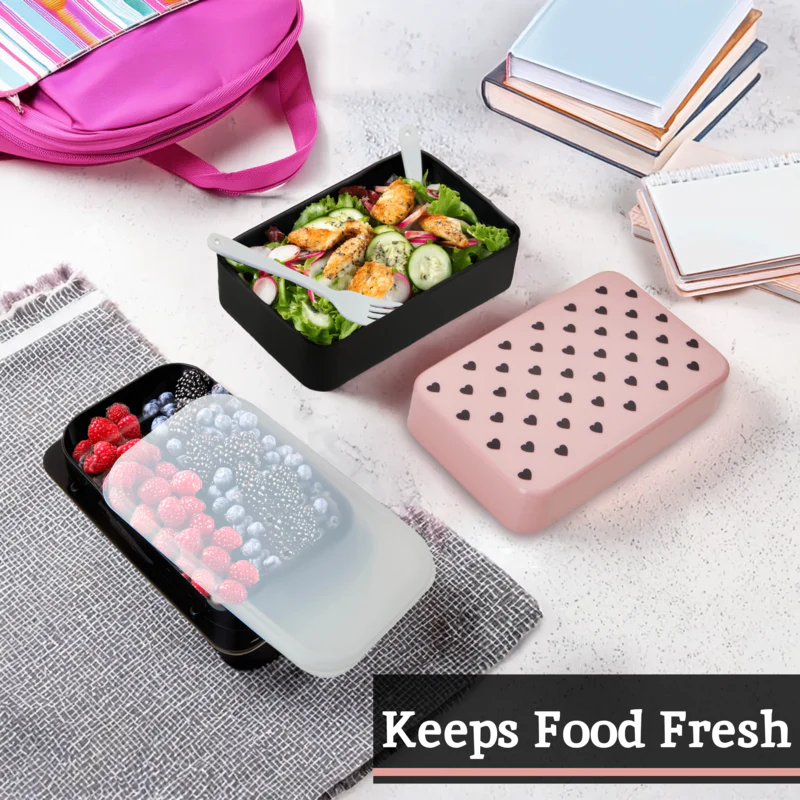 Grub Tub Light Pink Hearts Lunch Box With Cutlery - Image 4