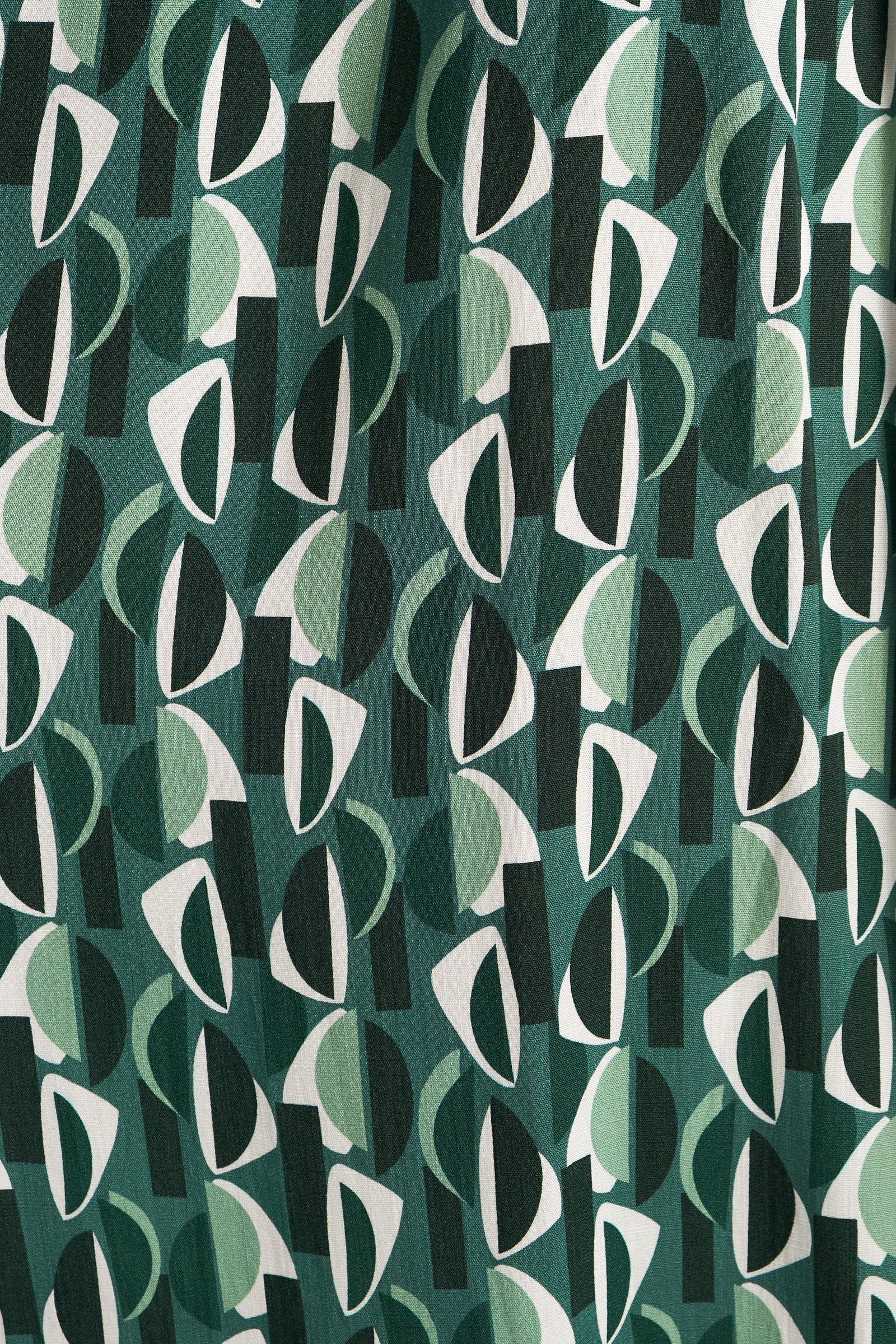 Gwenola Mid Century Retro Print Mini Dress - Green - Image 6