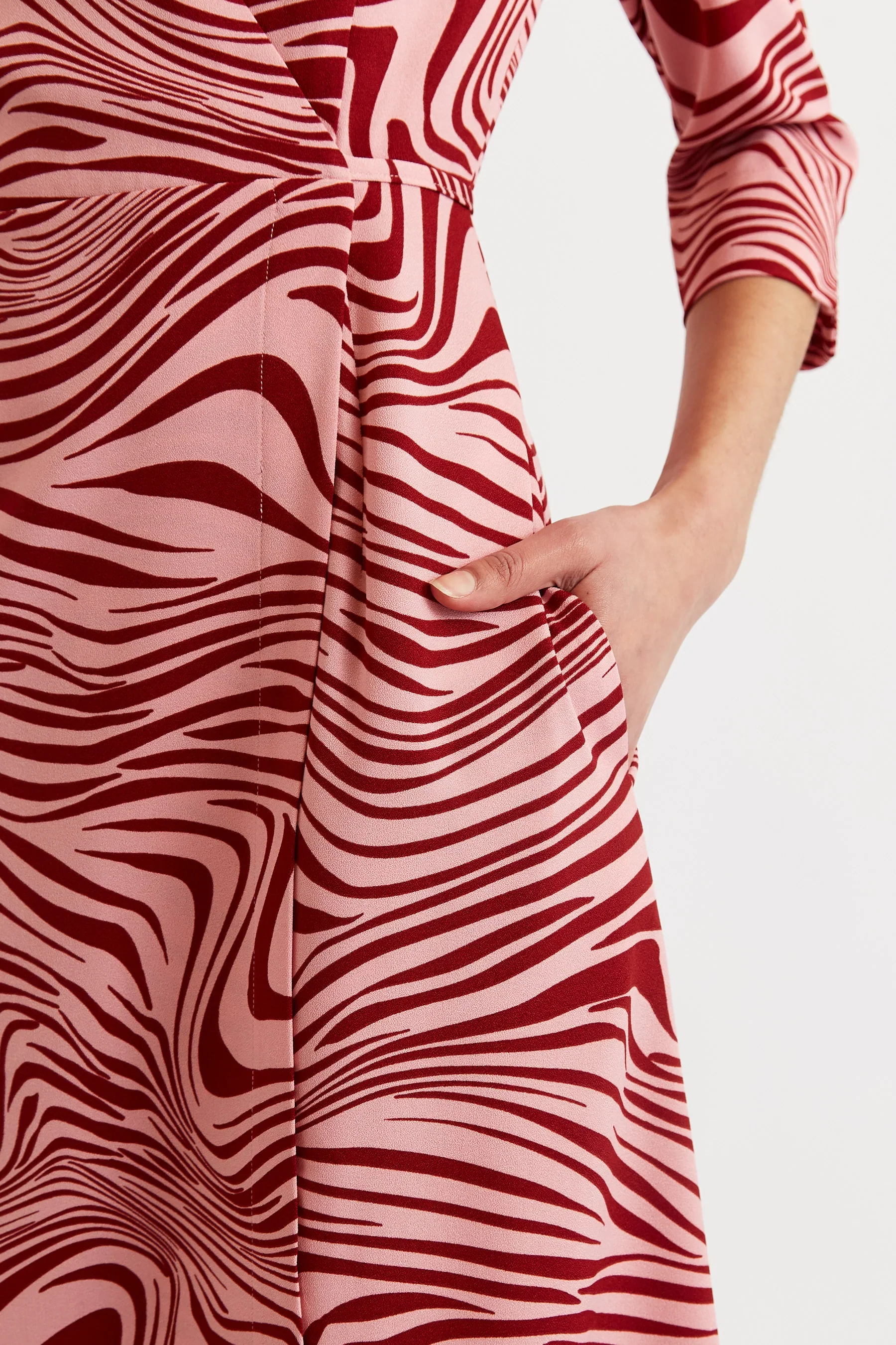Haden Zebra Pop Print Midi Wrap Dress - Pink - Image 6