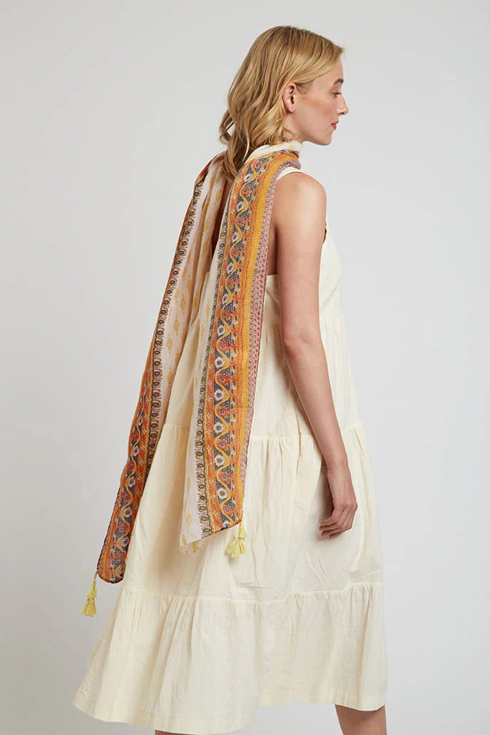 Hadlet Mustard Border Boho Scarf - Image 6