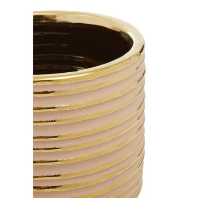 Haldis Blush Pink and Gold Small Ceramic Planter - Image 8