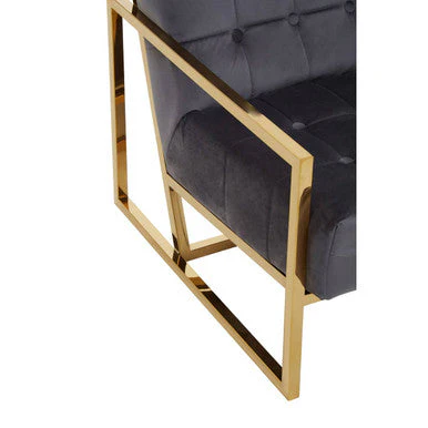 Hana Grey Velvet Chair With Gold Frame - Image 7