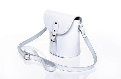 Handmade Leather Barrel Bag - White - Image 2