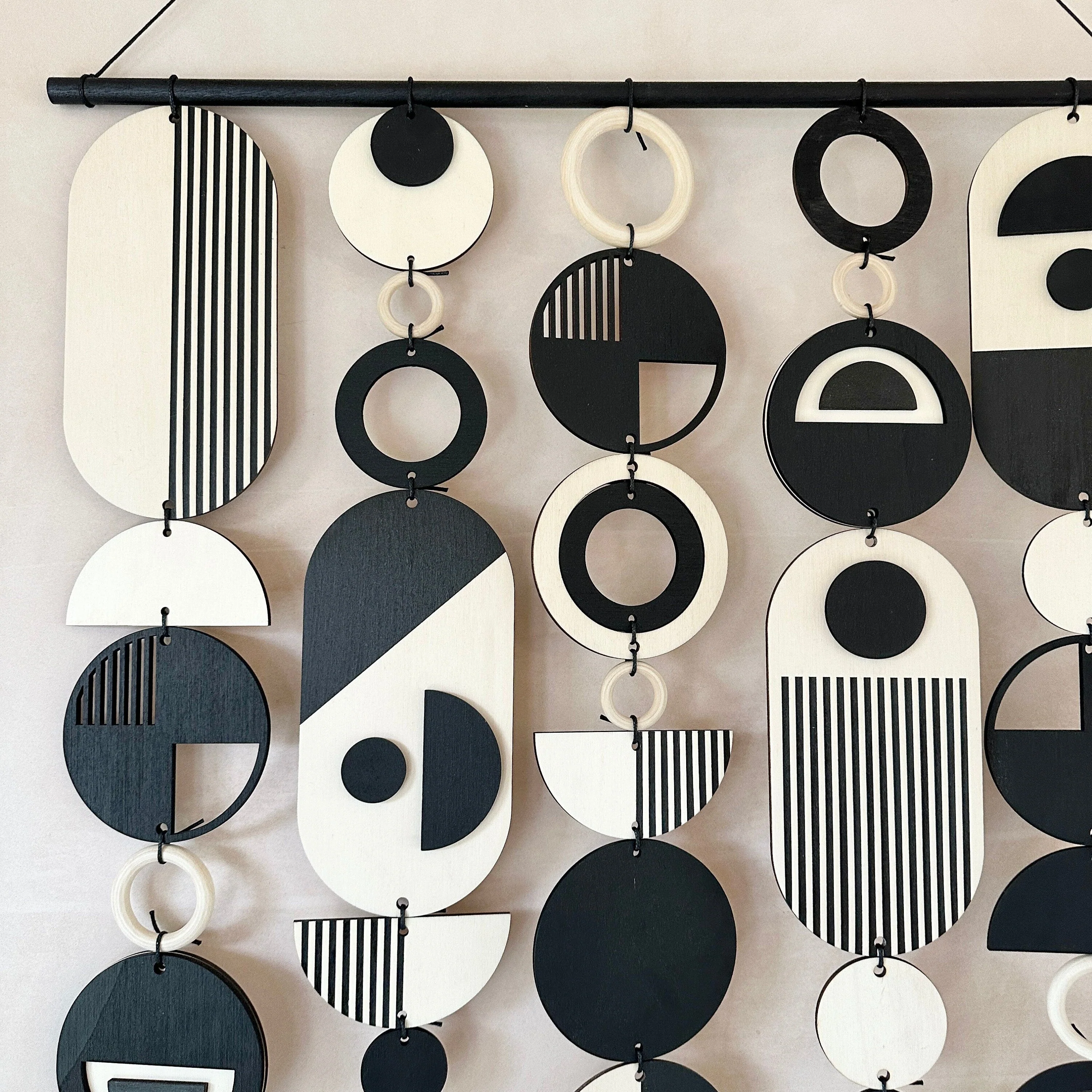 Handmade Modern Monochrome Wooden Wall Art - Home Decor Tapestry - Image 6