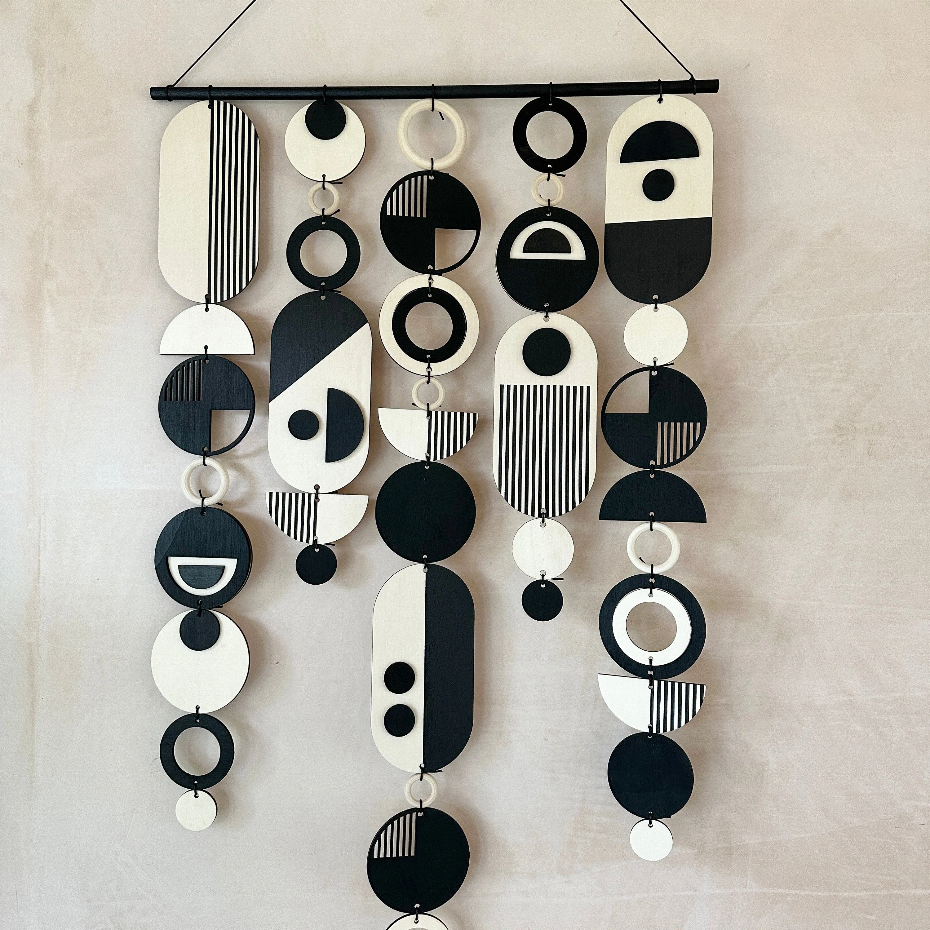 Handmade Modern Monochrome Wooden Wall Art - Home Decor Tapestry - Image 8