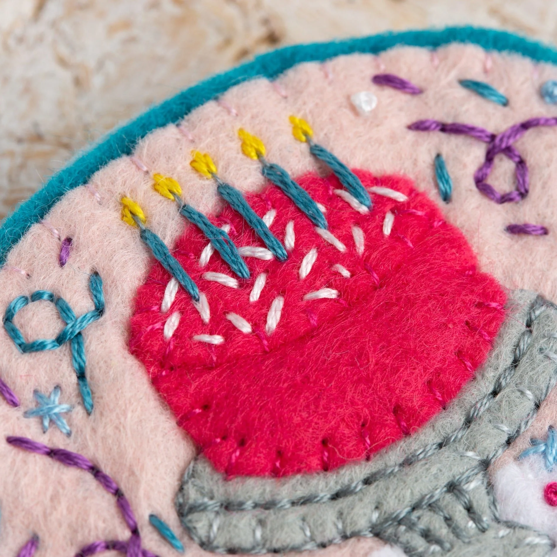 'Happy Birthday' Gift Felt Craft Brooch Kit for Beginners - Image 4