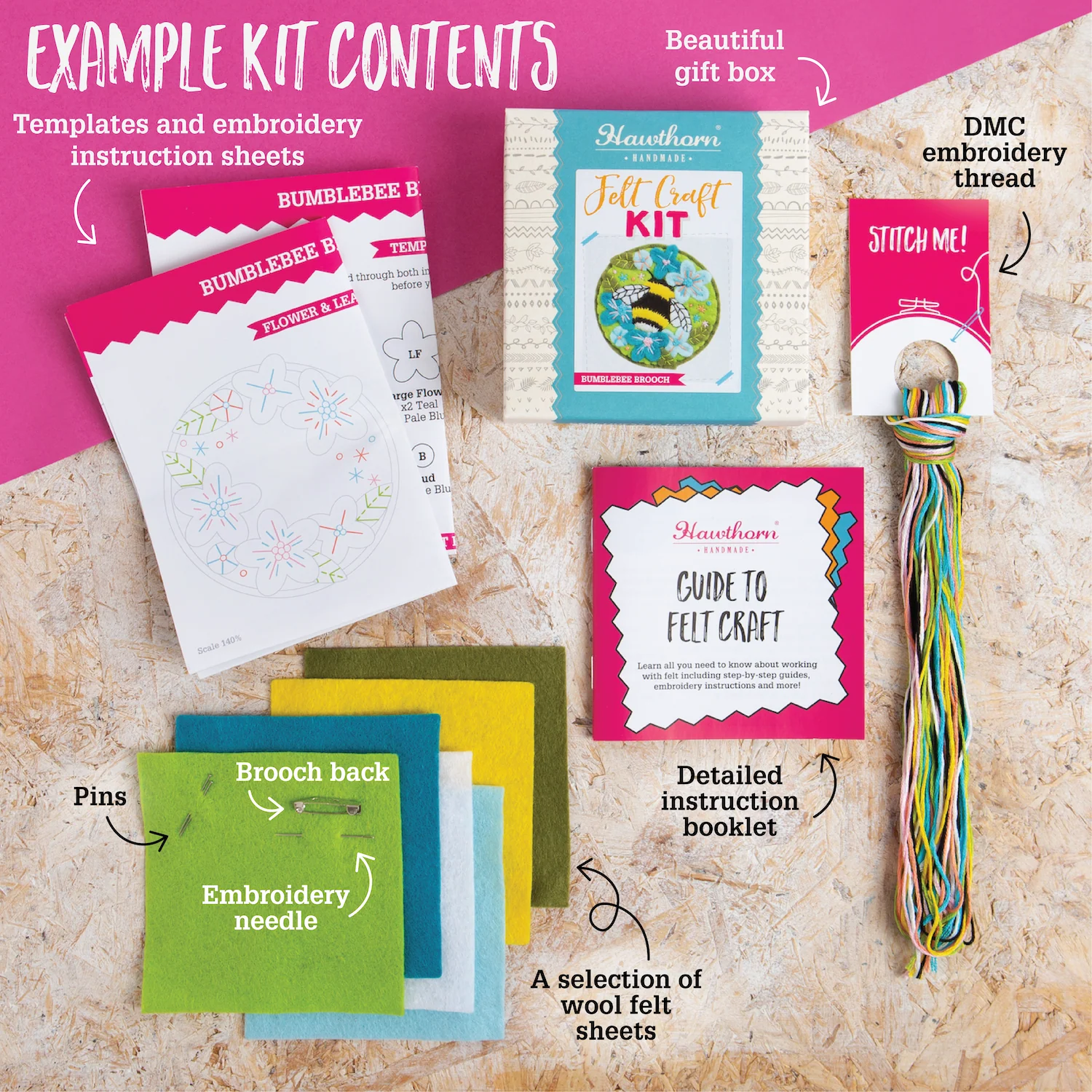 'Happy Birthday' Gift Felt Craft Brooch Kit for Beginners - Image 5