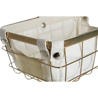 Harga Small Gold Finish Wire Storage Basket with Lining - Image 3
