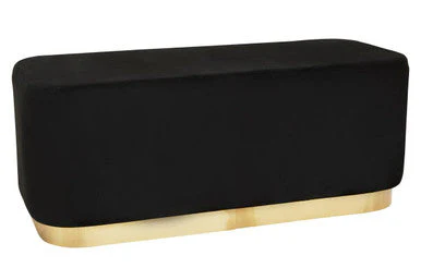 Hartford Black Velvet Bench With Matte Gold Base - Image 2