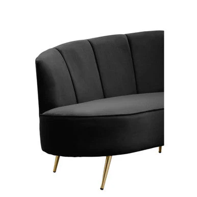 3 Seater Black Velvet Sofa, Hasna - Image 6