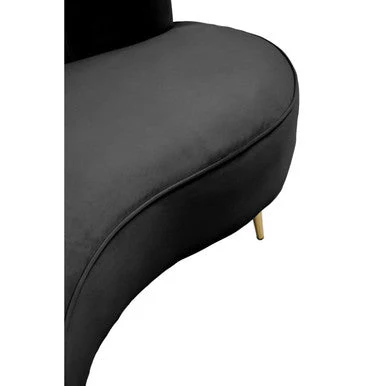 3 Seater Black Velvet Sofa, Hasna - Image 8