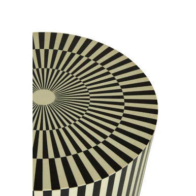 Hassa Ivory And Black Resin Table And Stool - Image 3