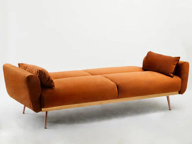 Burnt Orange Velvet Sofa Bed, Hatton - Image 10