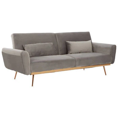 Grey Velvet Sofa Bed, Hatton - Image 3