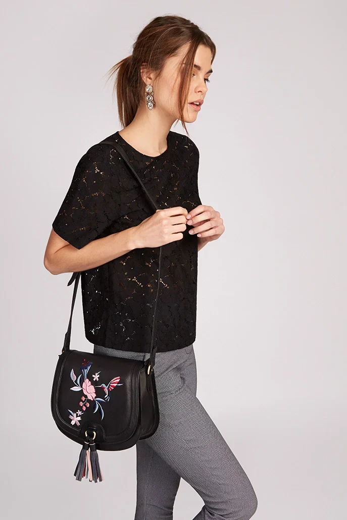 Hazel Hummingbird Embroidery Saddle Bag - Image 2