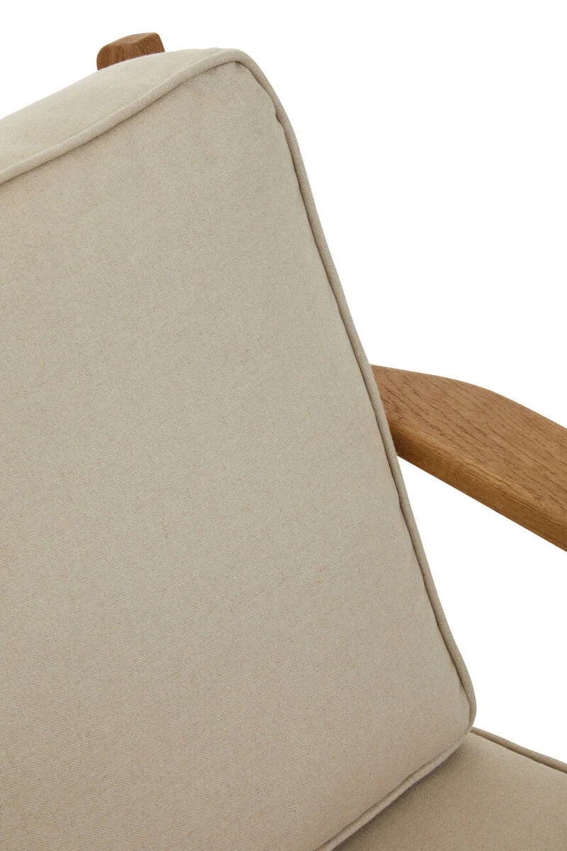 Hector Natural Linen and Oak Wood Armchair - Image 11