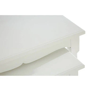 Set of Three White Wooden Nesting Tables with Carved Detail, Hendra - Image 5