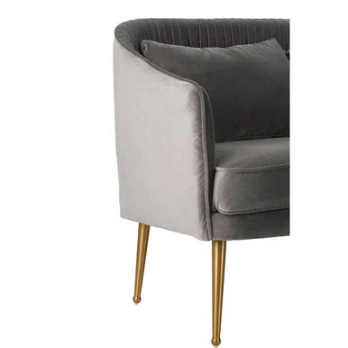 2 Seater Grey Velvet Sofa, Hendricks - Image 6