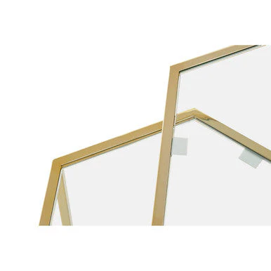 Gold Geometric Stainless Steel Set of 2 Side Table with Mirrored Glass Top, Herber - Image 7