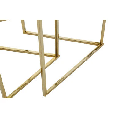 Gold Geometric Stainless Steel Set of 2 Side Table with Mirrored Glass Top, Herber - Image 8