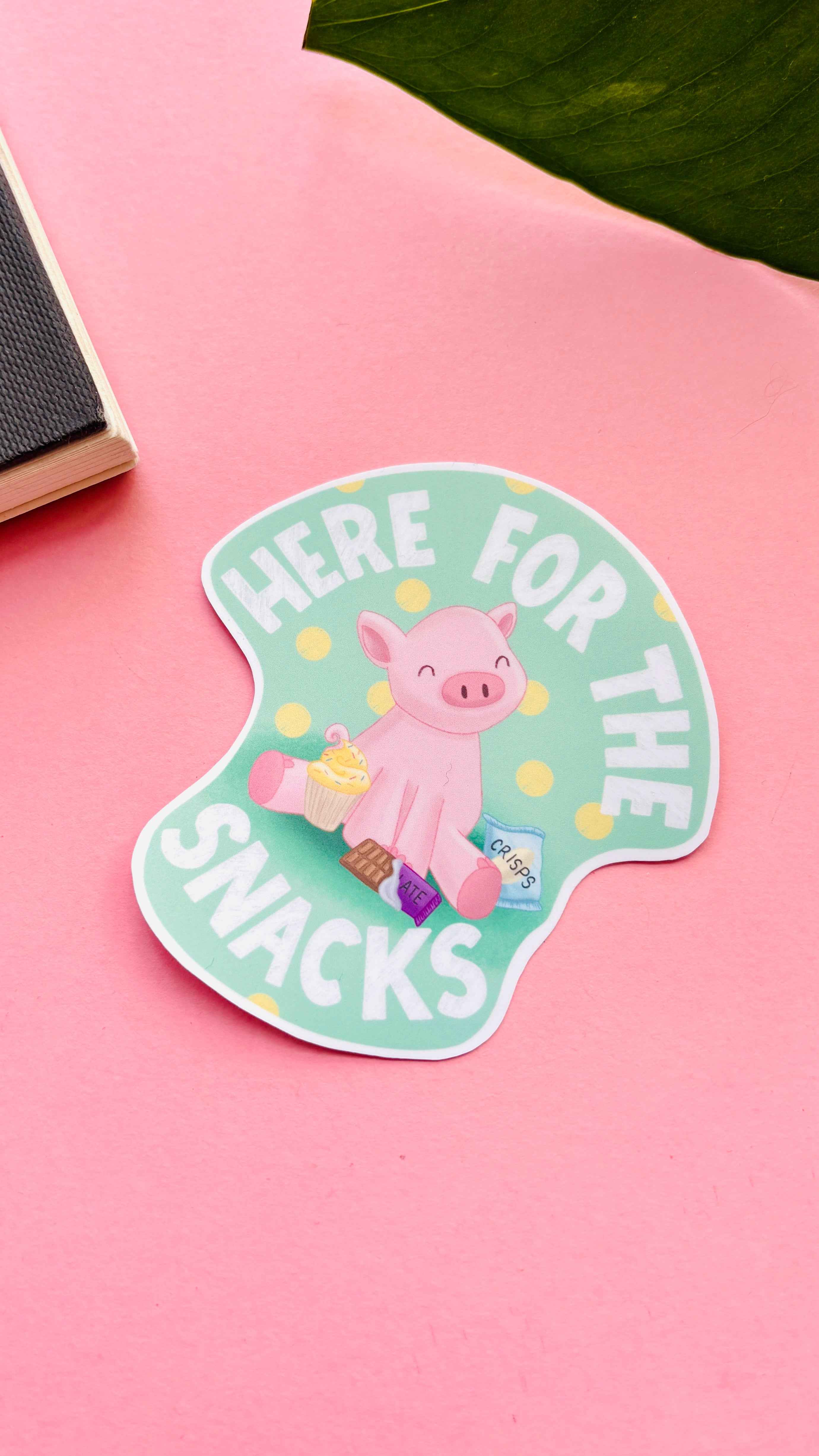 Here for the Snacks Pig- Funny Vinyl Sticker - Image 4