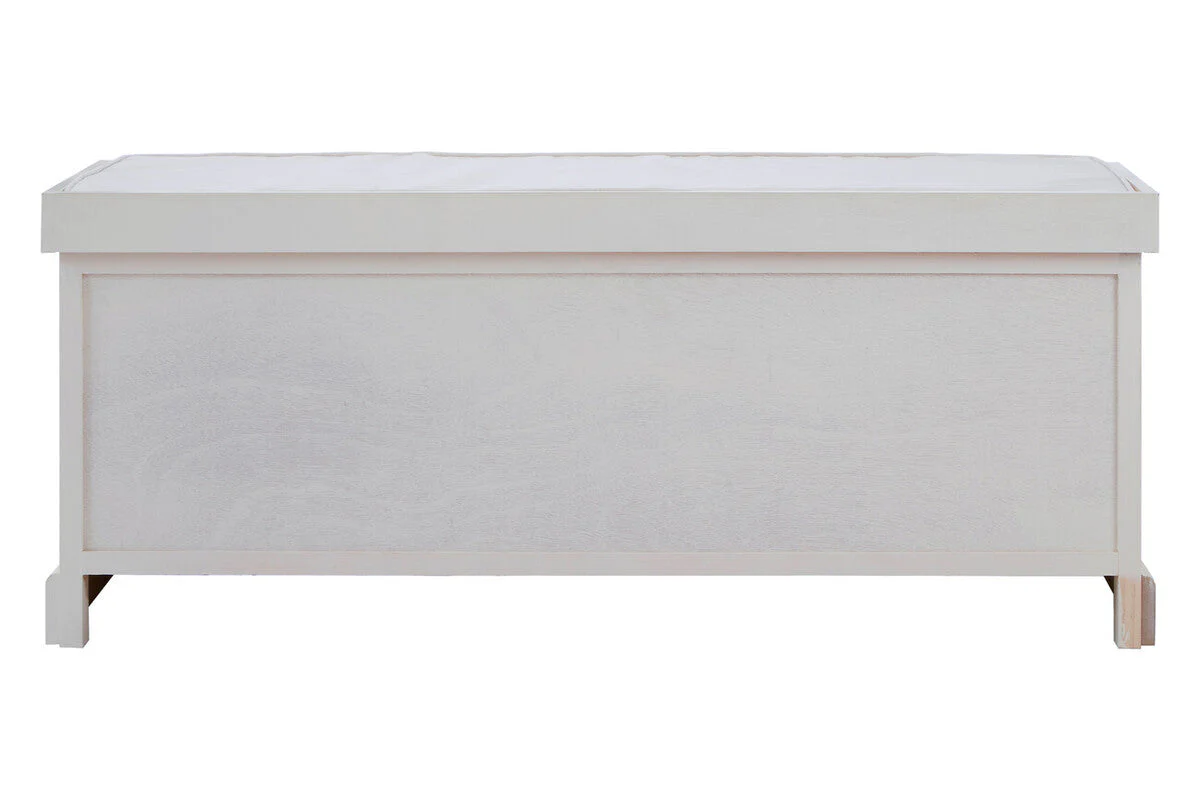 Heritage White Three Drawer Storage Bench with Cushion - Image 4