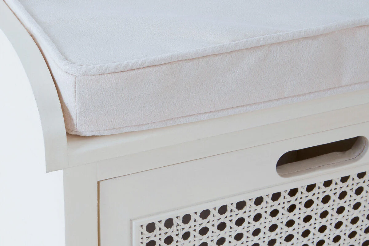 Heritage White Three Drawer Storage Bench with Cushion - Image 7
