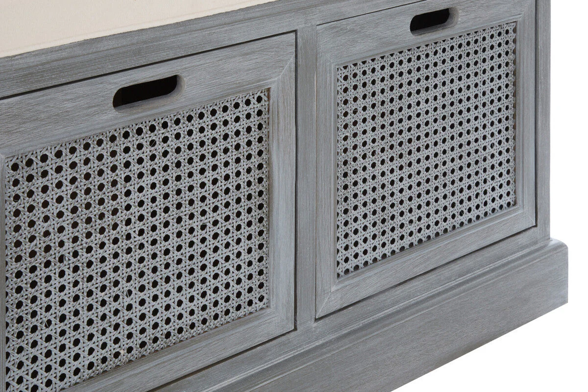 Heritage Grey Three Drawer Storage Bench with Cushion - Image 7