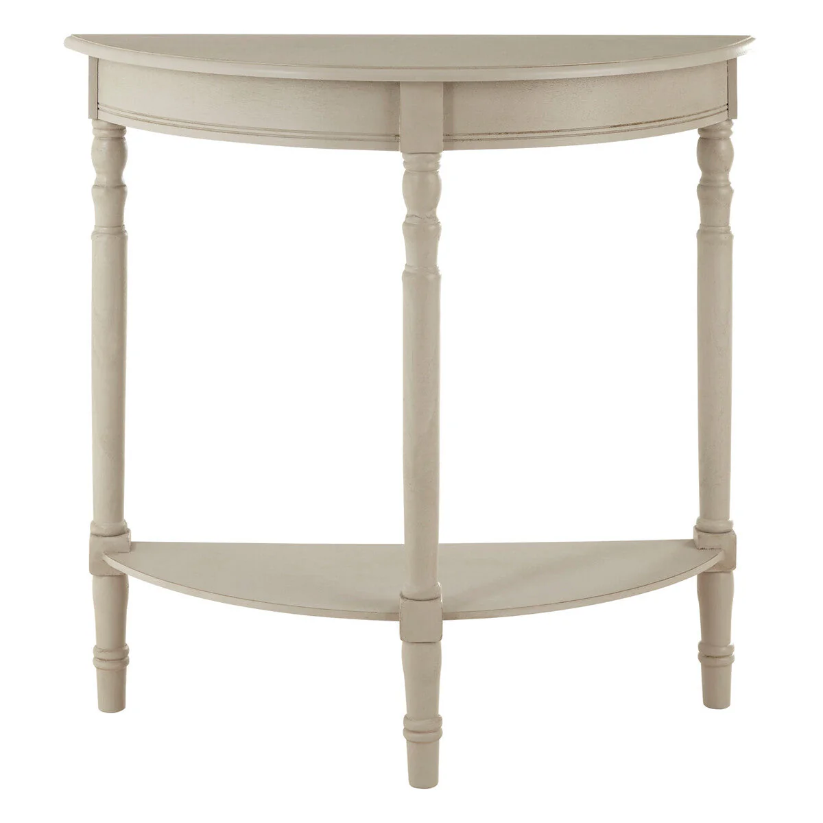 Grey Half Moon Pine Wood Console Table with 1 Lower Storage Shelf, Heritage - Image 2