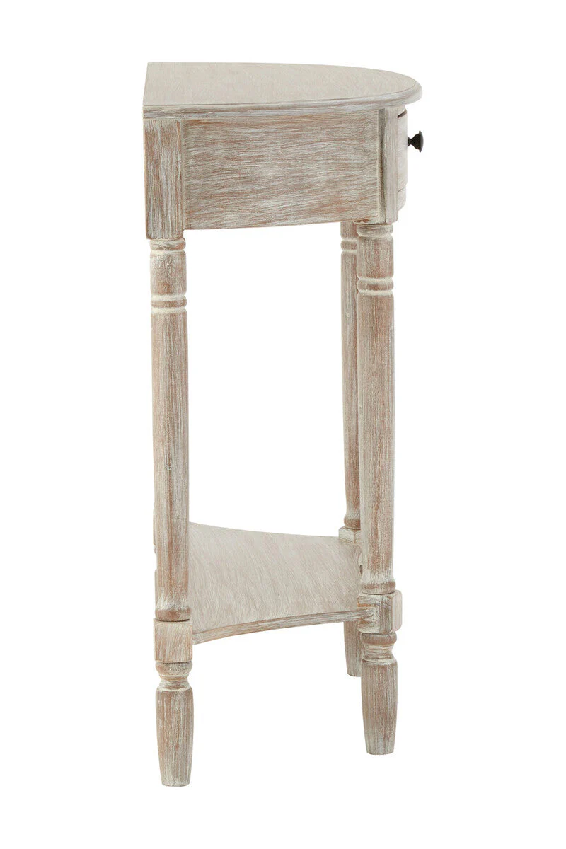 Grey Half Moon Pine Wood Console Table with 1 Drawer and 1 Lower Open Storage Shelf, Heritage - Image 3