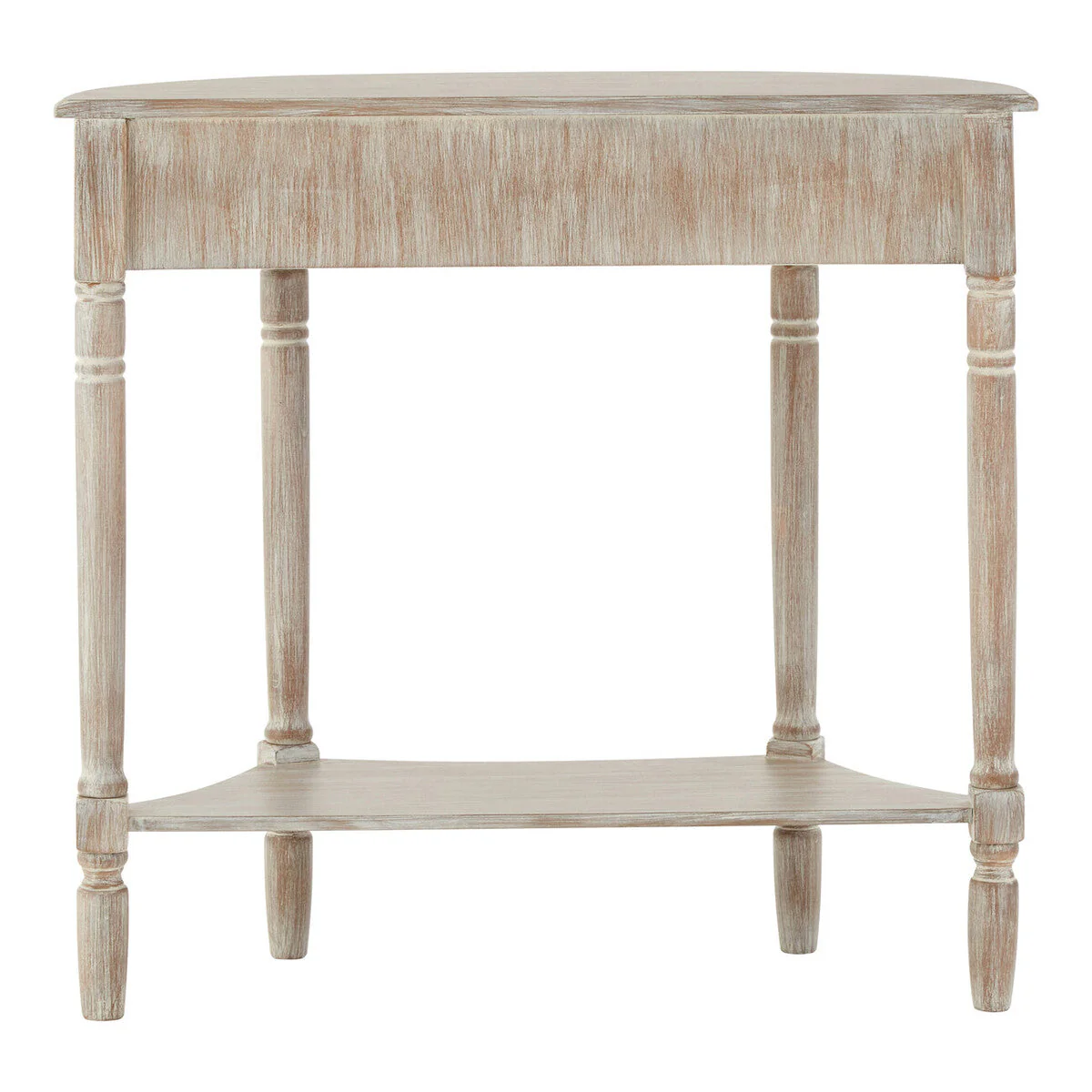 Grey Half Moon Pine Wood Console Table with 1 Drawer and 1 Lower Open Storage Shelf, Heritage - Image 4