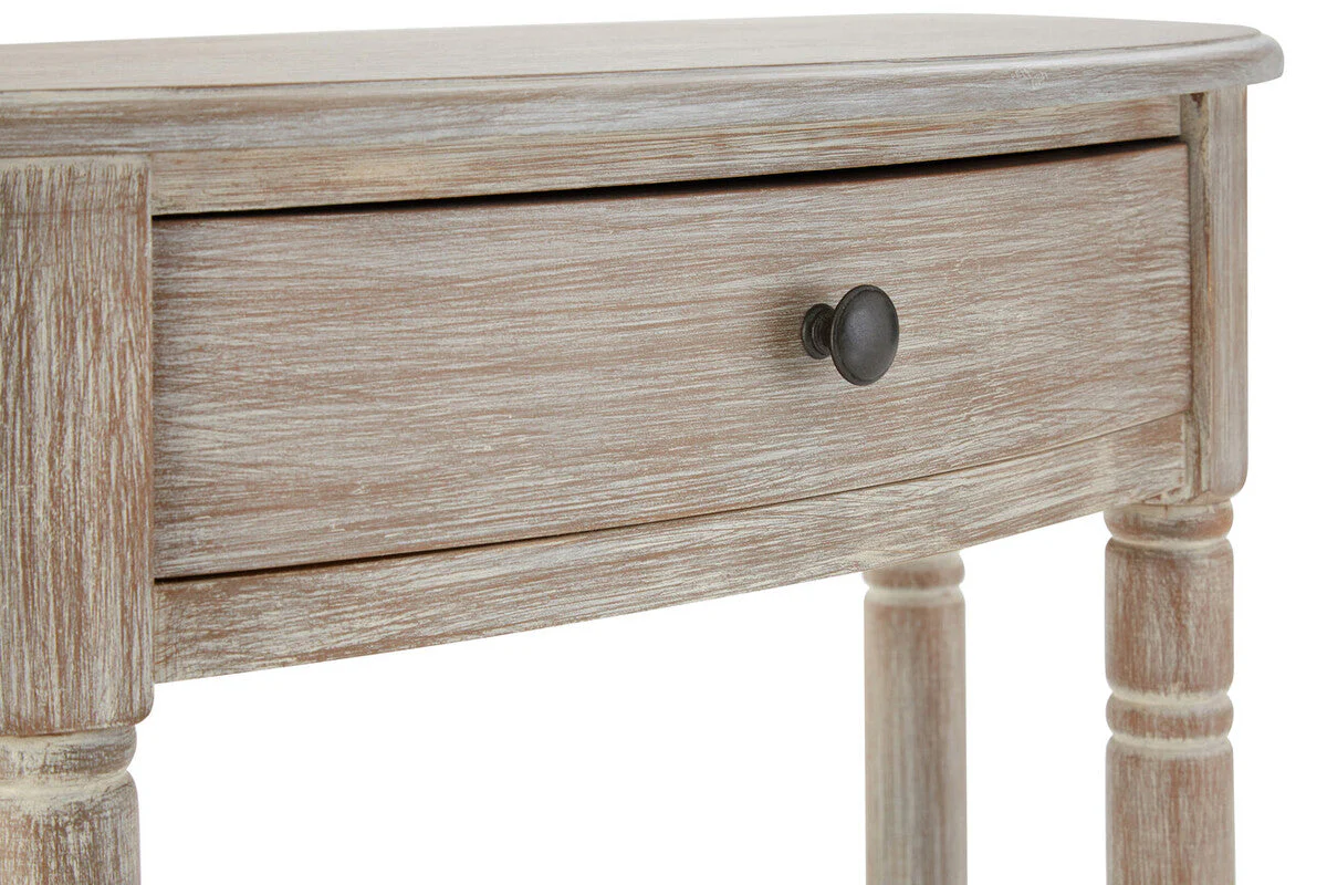 Grey Half Moon Pine Wood Console Table with 1 Drawer and 1 Lower Open Storage Shelf, Heritage - Image 7